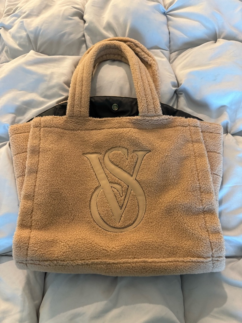 Victoria's Secret Camel Shearling Logo Tote